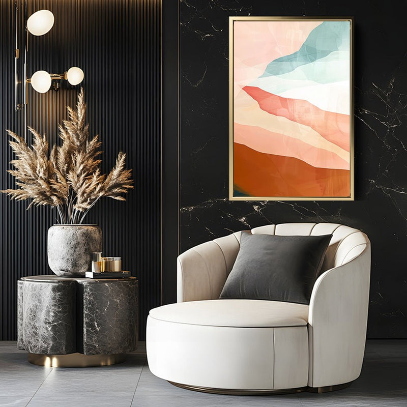 Canvas Wall Art Stretched Over Wooden Frame with Floating Frame and Sunset Abstract Painting CV4249 - Al Rugaib Furniture