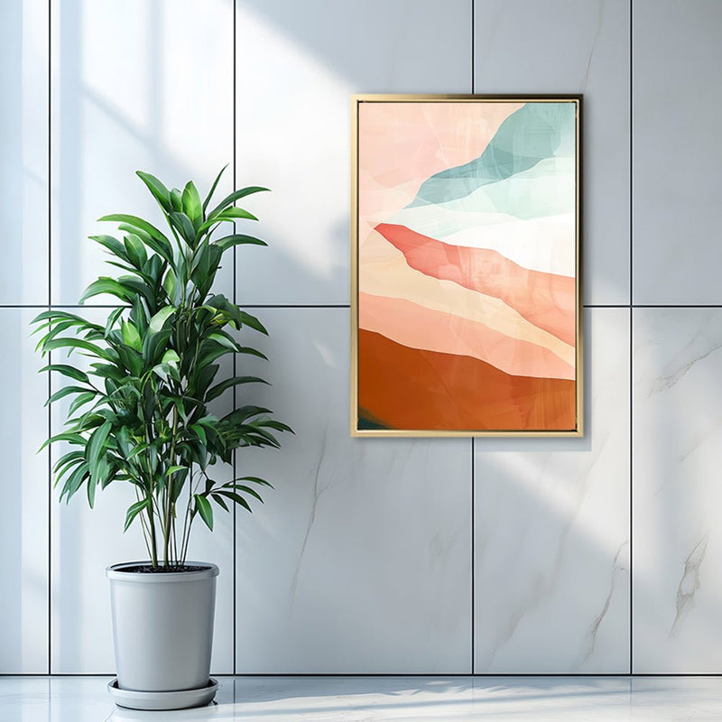 Canvas Wall Art Stretched Over Wooden Frame with Floating Frame and Sunset Abstract Painting CV4249 - Al Rugaib Furniture