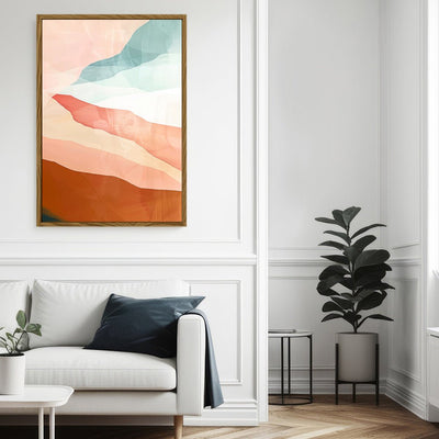 Canvas Wall Art Stretched Over Wooden Frame with Floating Frame and Sunset Abstract Painting CV4249 - Al Rugaib Furniture