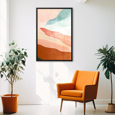 Canvas Wall Art Stretched Over Wooden Frame with Floating Frame and Sunset Abstract Painting CV4249 - Al Rugaib Furniture