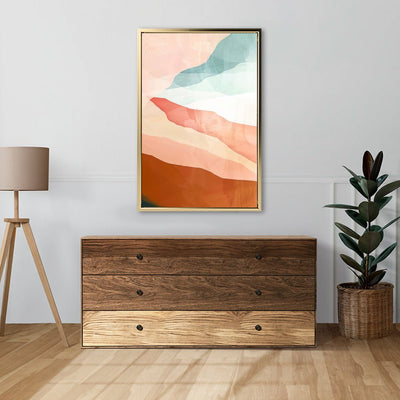 Canvas Wall Art Stretched Over Wooden Frame with Floating Frame and Sunset Abstract Painting CV4249 - Al Rugaib Furniture