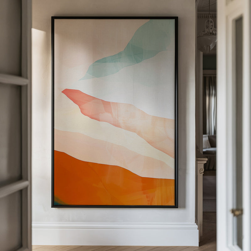 Canvas Wall Art Stretched Over Wooden Frame with Floating Frame and Sunset Abstract Painting CV4249 - Al Rugaib Furniture