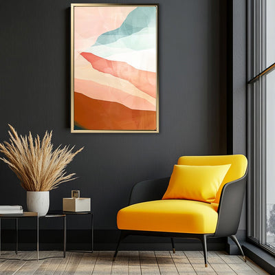 Canvas Wall Art Stretched Over Wooden Frame with Floating Frame and Sunset Abstract Painting CV4249 - Al Rugaib Furniture