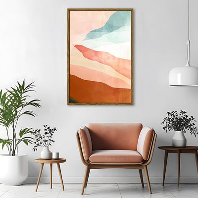 Canvas Wall Art Stretched Over Wooden Frame with Floating Frame and Sunset Abstract Painting CV4249 - Al Rugaib Furniture