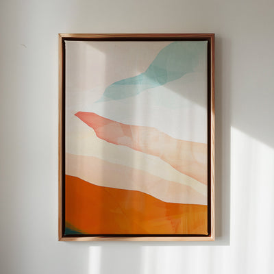 Canvas Wall Art Stretched Over Wooden Frame with Floating Frame and Sunset Abstract Painting CV4249 - Al Rugaib Furniture