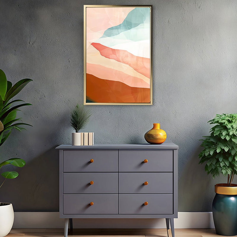 Canvas Wall Art Stretched Over Wooden Frame with Floating Frame and Sunset Abstract Painting CV4249 - Al Rugaib Furniture
