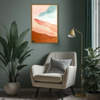 Canvas Wall Art Stretched Over Wooden Frame with Floating Frame and Sunset Abstract Painting CV4249 - Al Rugaib Furniture