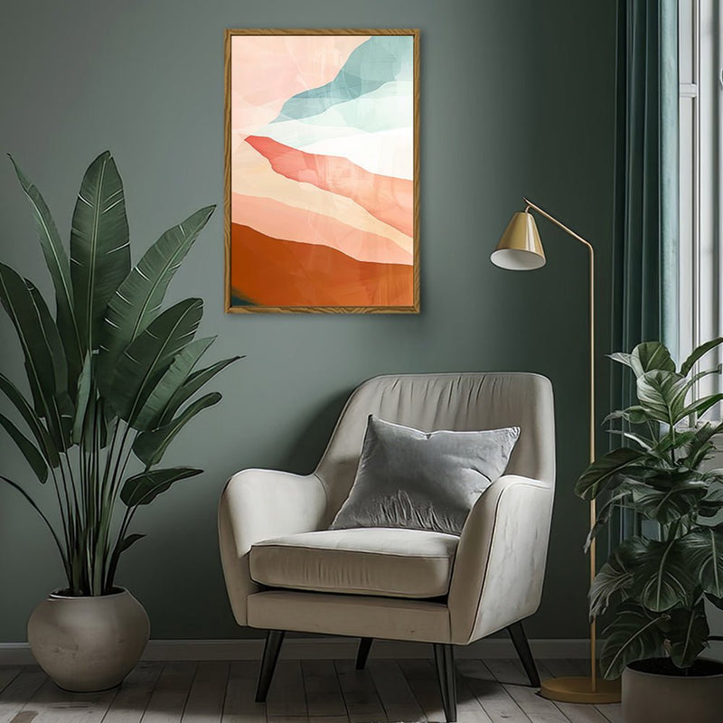 Canvas Wall Art Stretched Over Wooden Frame with Floating Frame and Sunset Abstract Painting CV4249 - Al Rugaib Furniture