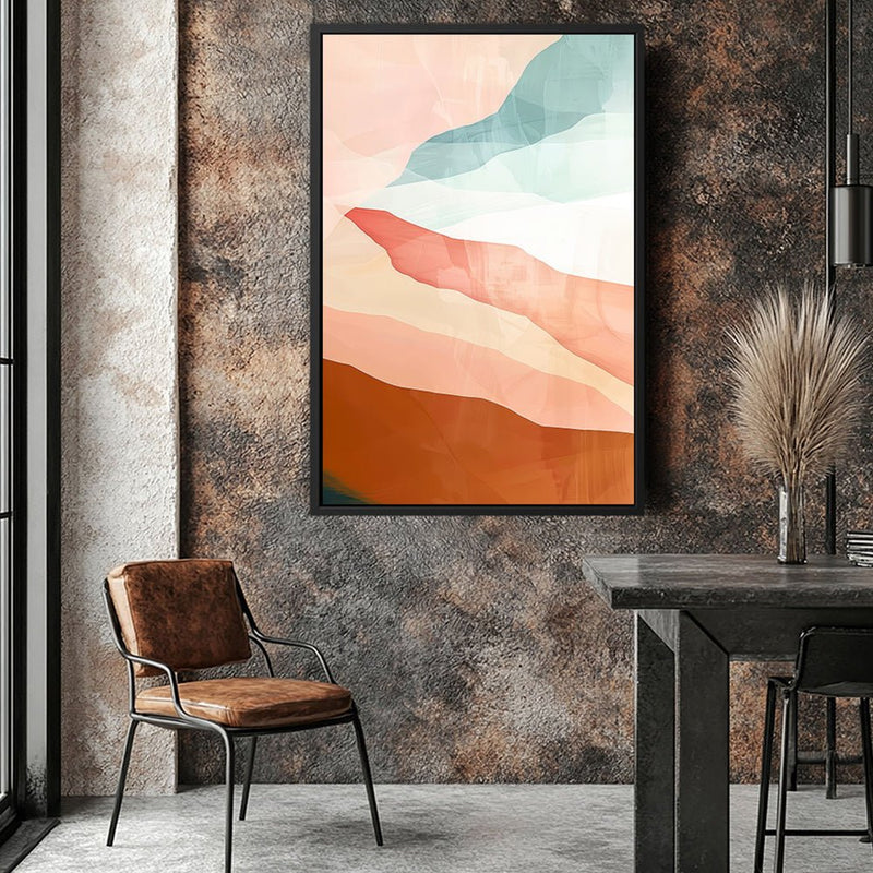 Canvas Wall Art Stretched Over Wooden Frame with Floating Frame and Sunset Abstract Painting CV4249 - Al Rugaib Furniture