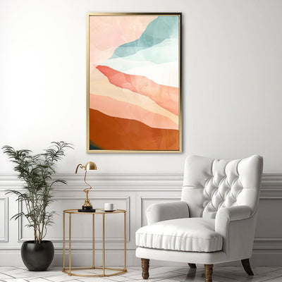Canvas Wall Art Stretched Over Wooden Frame with Floating Frame and Sunset Abstract Painting CV4249 - Al Rugaib Furniture