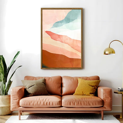Canvas Wall Art Stretched Over Wooden Frame with Floating Frame and Sunset Abstract Painting CV4249 - Al Rugaib Furniture