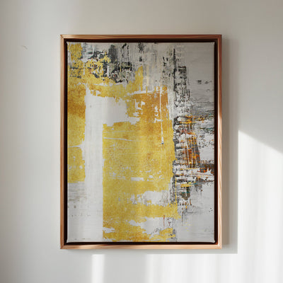 Canvas Wall Art Stretched Over Wooden Frame with Floating Frame and Touch Of Gold Abstract Painting CV4254 - Al Rugaib Furniture