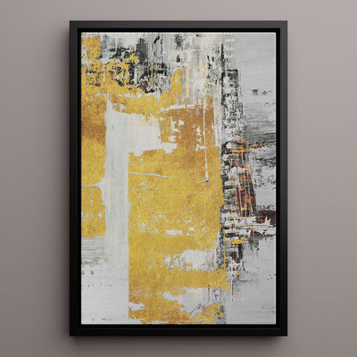 Canvas Wall Art Stretched Over Wooden Frame with Floating Frame and Touch Of Gold Abstract Painting CV4254 - Al Rugaib Furniture