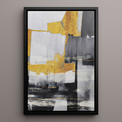 Canvas Wall Art Stretched Over Wooden Frame with Floating Frame and Touch Of Gold Abstract Painting CV4255 - Al Rugaib Furniture