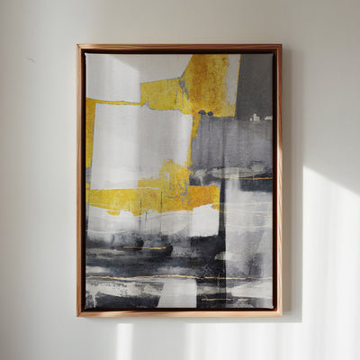 Canvas Wall Art Stretched Over Wooden Frame with Floating Frame and Touch Of Gold Abstract Painting CV4255 - Al Rugaib Furniture