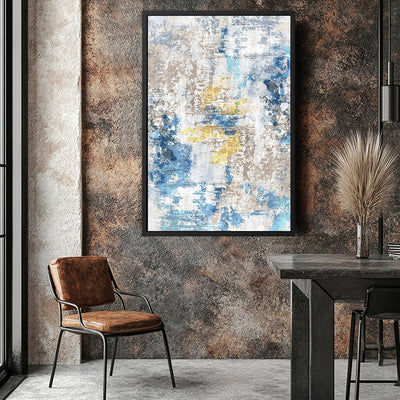 Canvas Wall Art Stretched Over Wooden Frame with Floating Frame and Touch Of Gold Abstract Painting CV4256 - Al Rugaib Furniture
