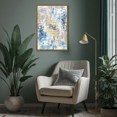 Canvas Wall Art Stretched Over Wooden Frame with Floating Frame and Touch Of Gold Abstract Painting CV4256 - Al Rugaib Furniture