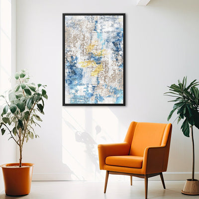 Canvas Wall Art Stretched Over Wooden Frame with Floating Frame and Touch Of Gold Abstract Painting CV4256 - Al Rugaib Furniture