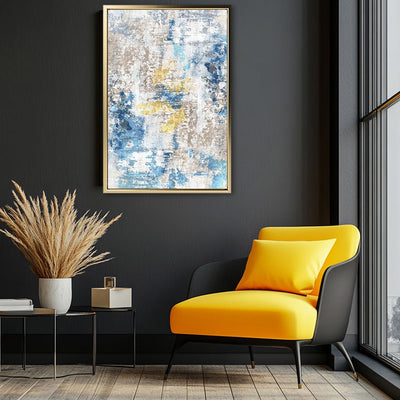 Canvas Wall Art Stretched Over Wooden Frame with Floating Frame and Touch Of Gold Abstract Painting CV4256 - Al Rugaib Furniture