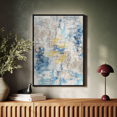 Canvas Wall Art Stretched Over Wooden Frame with Floating Frame and Touch Of Gold Abstract Painting CV4256 - Al Rugaib Furniture