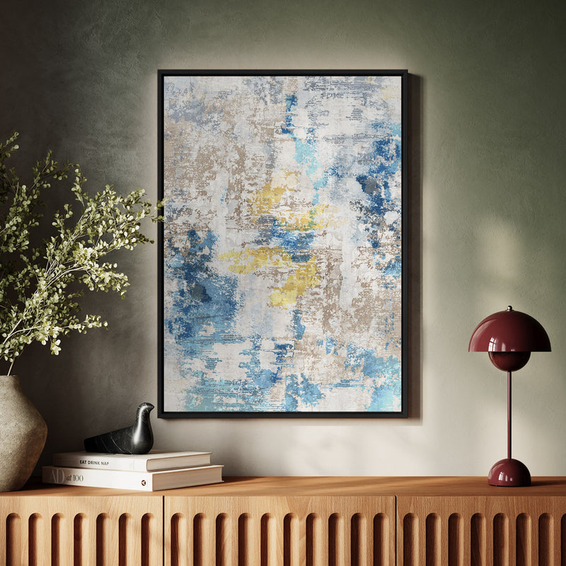 Canvas Wall Art Stretched Over Wooden Frame with Floating Frame and Touch Of Gold Abstract Painting CV4256 - Al Rugaib Furniture