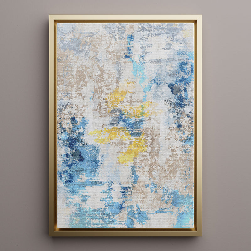 Canvas Wall Art Stretched Over Wooden Frame with Floating Frame and Touch Of Gold Abstract Painting CV4256 - Al Rugaib Furniture