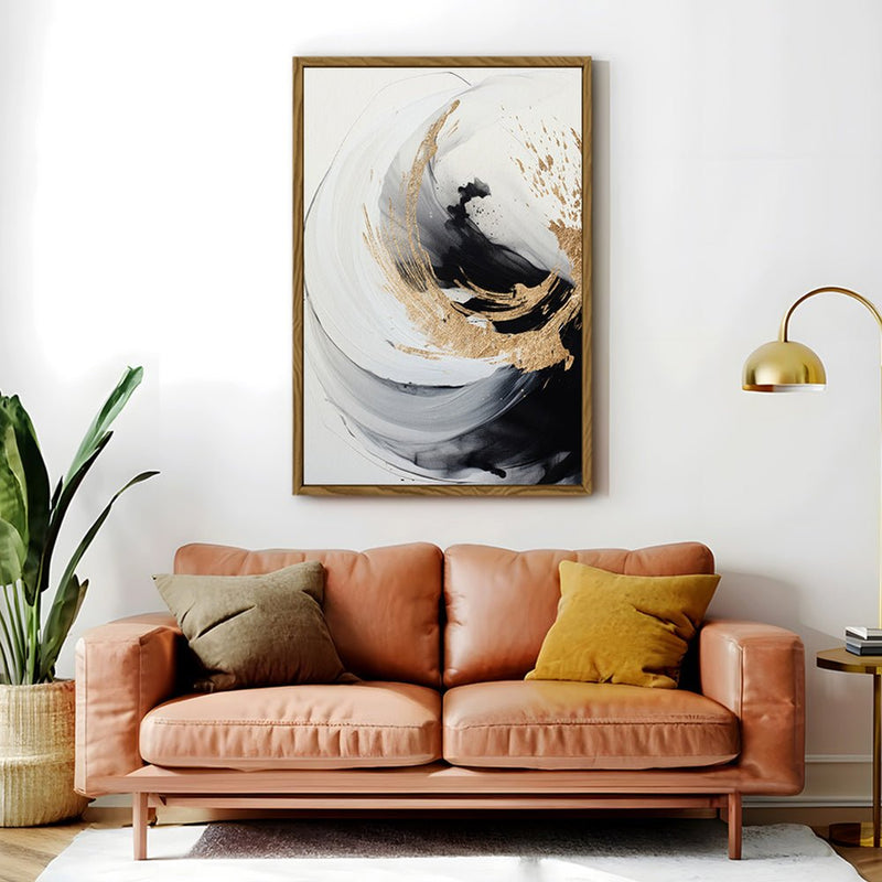 Canvas Wall Art Stretched Over Wooden Frame with Floating Frame and Touch Of Gold Painting CV4252 - Al Rugaib Furniture