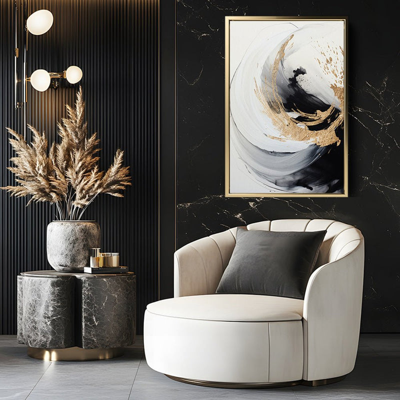 Canvas Wall Art Stretched Over Wooden Frame with Floating Frame and Touch Of Gold Painting CV4252 - Al Rugaib Furniture