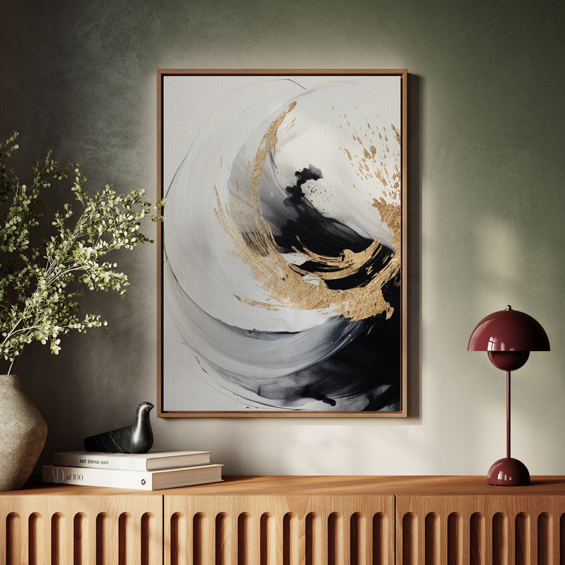 Canvas Wall Art Stretched Over Wooden Frame with Floating Frame and Touch Of Gold Painting CV4252 - Al Rugaib Furniture