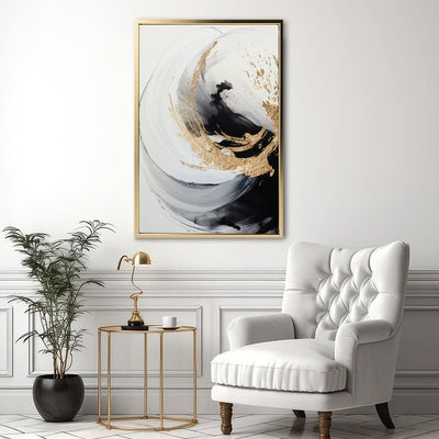 Canvas Wall Art Stretched Over Wooden Frame with Floating Frame and Touch Of Gold Painting CV4252 - Al Rugaib Furniture