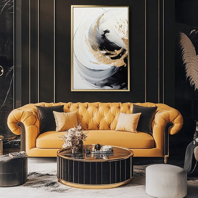 Canvas Wall Art Stretched Over Wooden Frame with Floating Frame and Touch Of Gold Painting CV4252 - Al Rugaib Furniture