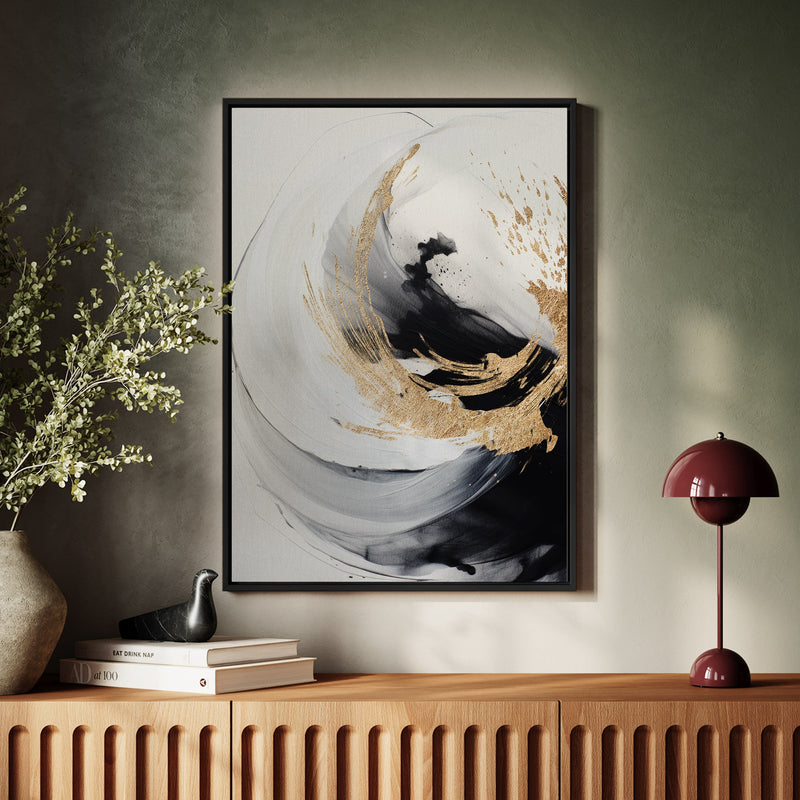 Canvas Wall Art Stretched Over Wooden Frame with Floating Frame and Touch Of Gold Painting CV4252 - Al Rugaib Furniture