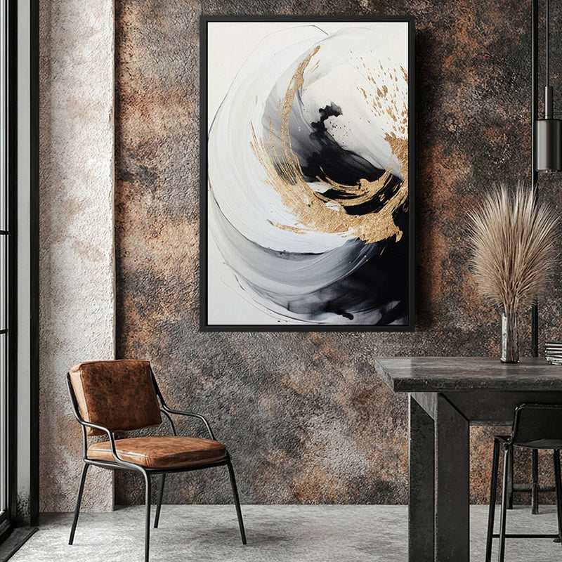 Canvas Wall Art Stretched Over Wooden Frame with Floating Frame and Touch Of Gold Painting CV4252 - Al Rugaib Furniture
