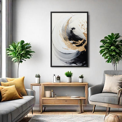 Canvas Wall Art Stretched Over Wooden Frame with Floating Frame and Touch Of Gold Painting CV4252 - Al Rugaib Furniture