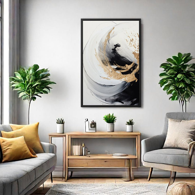 Canvas Wall Art Stretched Over Wooden Frame with Floating Frame and Touch Of Gold Painting CV4252 - Al Rugaib Furniture