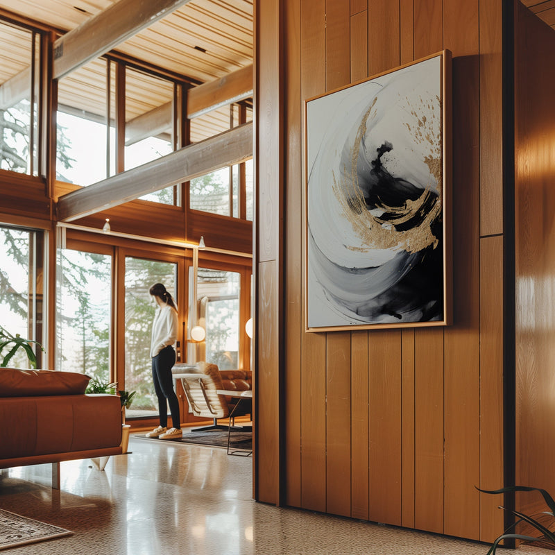 Canvas Wall Art Stretched Over Wooden Frame with Floating Frame and Touch Of Gold Painting CV4252 - Al Rugaib Furniture