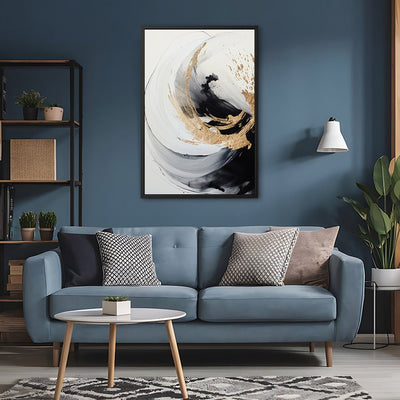 Canvas Wall Art Stretched Over Wooden Frame with Floating Frame and Touch Of Gold Painting CV4252 - Al Rugaib Furniture