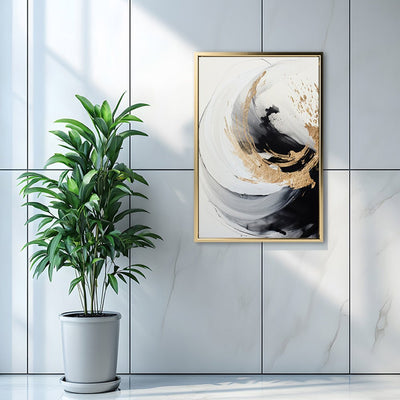 Canvas Wall Art Stretched Over Wooden Frame with Floating Frame and Touch Of Gold Painting CV4252 - Al Rugaib Furniture