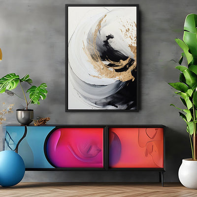 Canvas Wall Art Stretched Over Wooden Frame with Floating Frame and Touch Of Gold Painting CV4252 - Al Rugaib Furniture