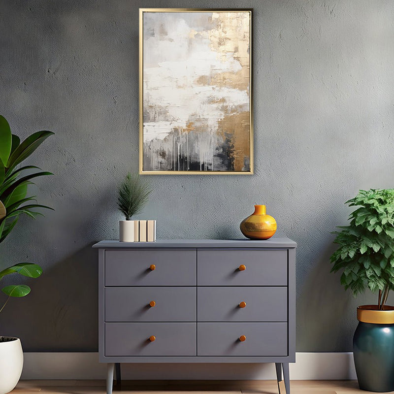 Canvas Wall Art Stretched Over Wooden Frame with Floating Frame and Touch Of Gold Painting CV4253 - Al Rugaib Furniture