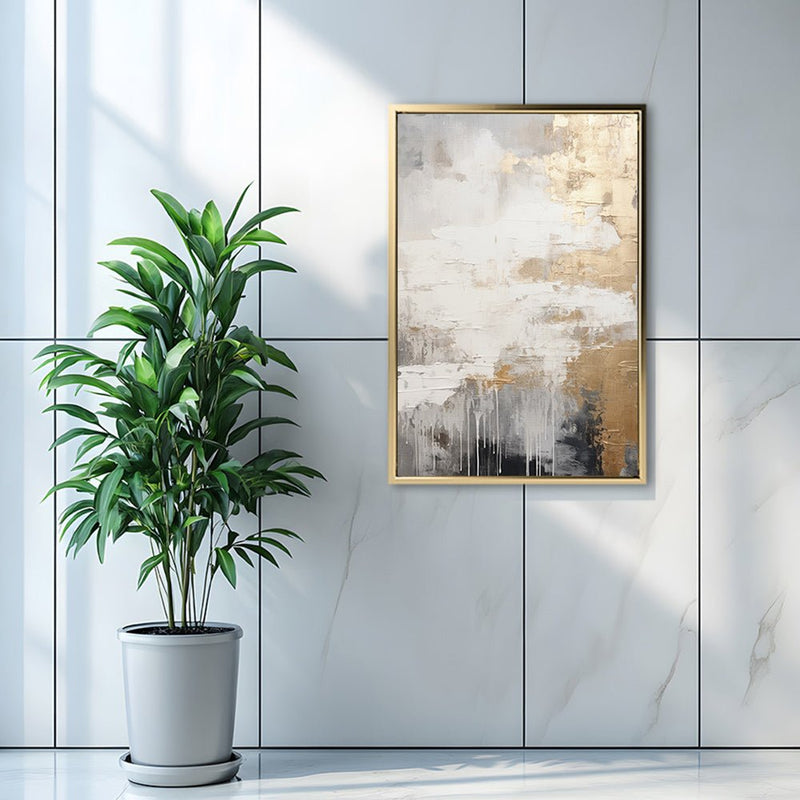 Canvas Wall Art Stretched Over Wooden Frame with Floating Frame and Touch Of Gold Painting CV4253 - Al Rugaib Furniture