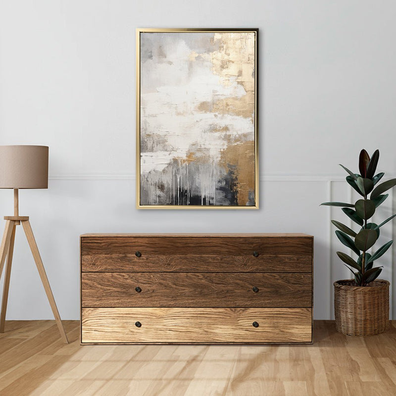 Canvas Wall Art Stretched Over Wooden Frame with Floating Frame and Touch Of Gold Painting CV4253 - Al Rugaib Furniture