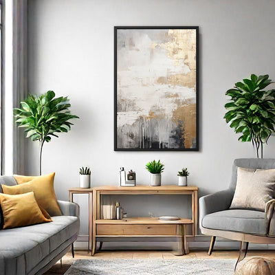 Canvas Wall Art Stretched Over Wooden Frame with Floating Frame and Touch Of Gold Painting CV4253 - Al Rugaib Furniture