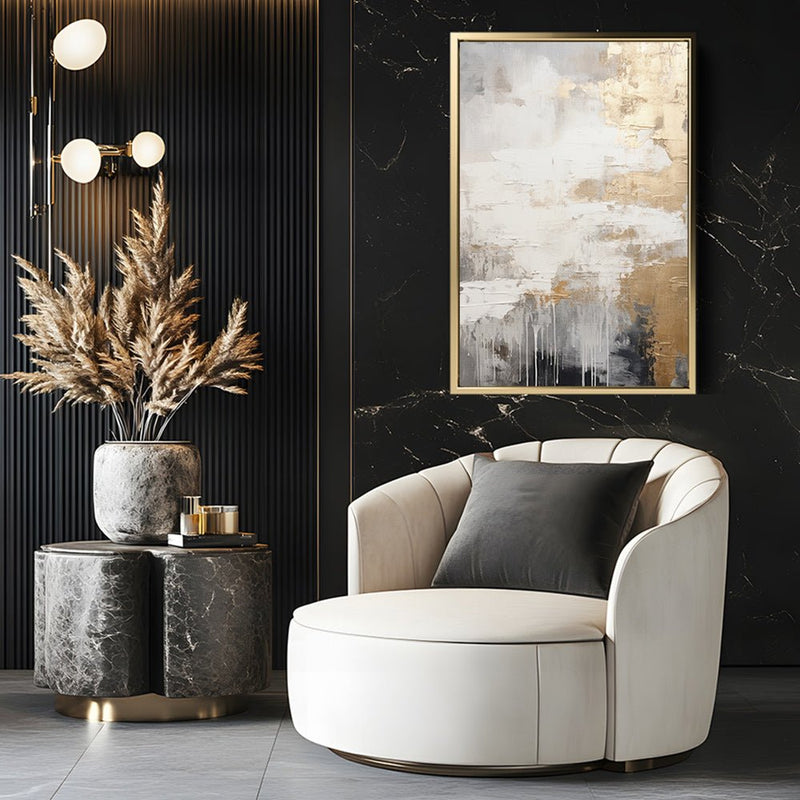 Canvas Wall Art Stretched Over Wooden Frame with Floating Frame and Touch Of Gold Painting CV4253 - Al Rugaib Furniture