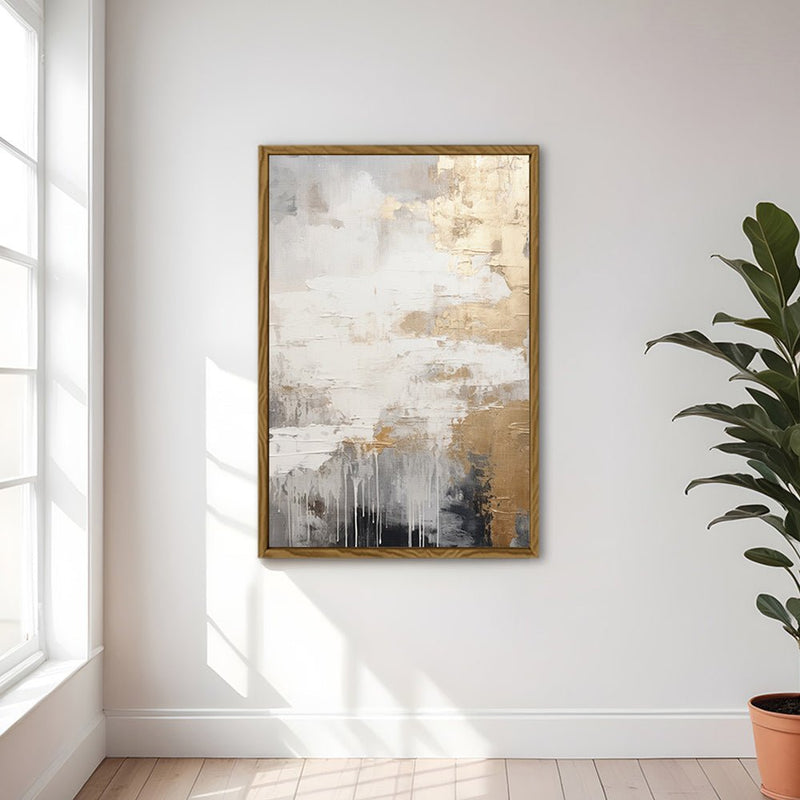 Canvas Wall Art Stretched Over Wooden Frame with Floating Frame and Touch Of Gold Painting CV4253 - Al Rugaib Furniture