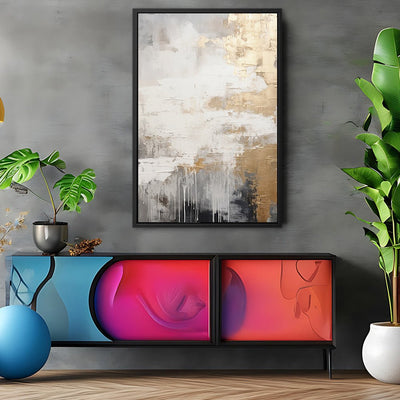 Canvas Wall Art Stretched Over Wooden Frame with Floating Frame and Touch Of Gold Painting CV4253 - Al Rugaib Furniture