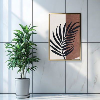 Canvas Wall Art Stretched Over Wooden Frame with Floating Frame and Tropical Plant Painting CV4258 - Al Rugaib Furniture