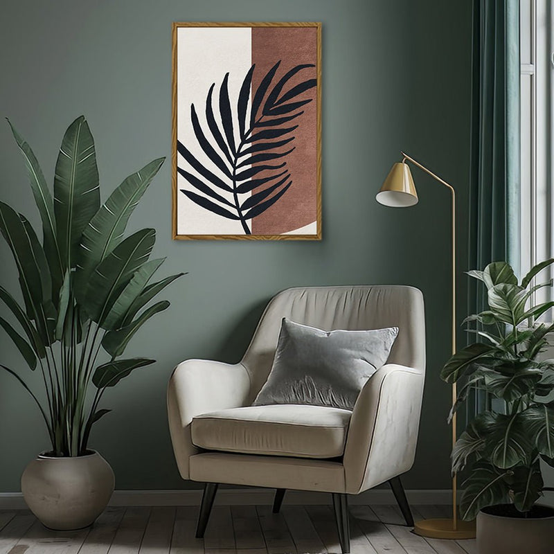 Canvas Wall Art Stretched Over Wooden Frame with Floating Frame and Tropical Plant Painting CV4258 - Al Rugaib Furniture