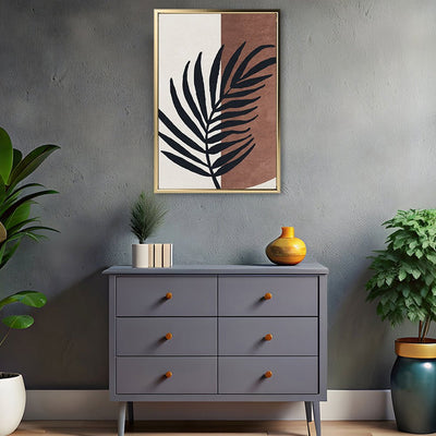 Canvas Wall Art Stretched Over Wooden Frame with Floating Frame and Tropical Plant Painting CV4258 - Al Rugaib Furniture