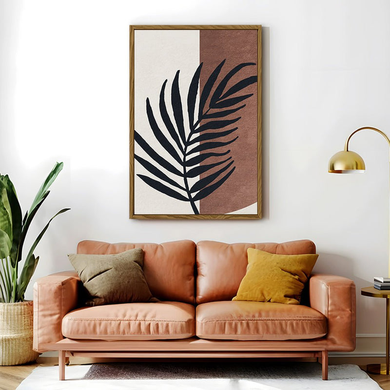 Canvas Wall Art Stretched Over Wooden Frame with Floating Frame and Tropical Plant Painting CV4258 - Al Rugaib Furniture